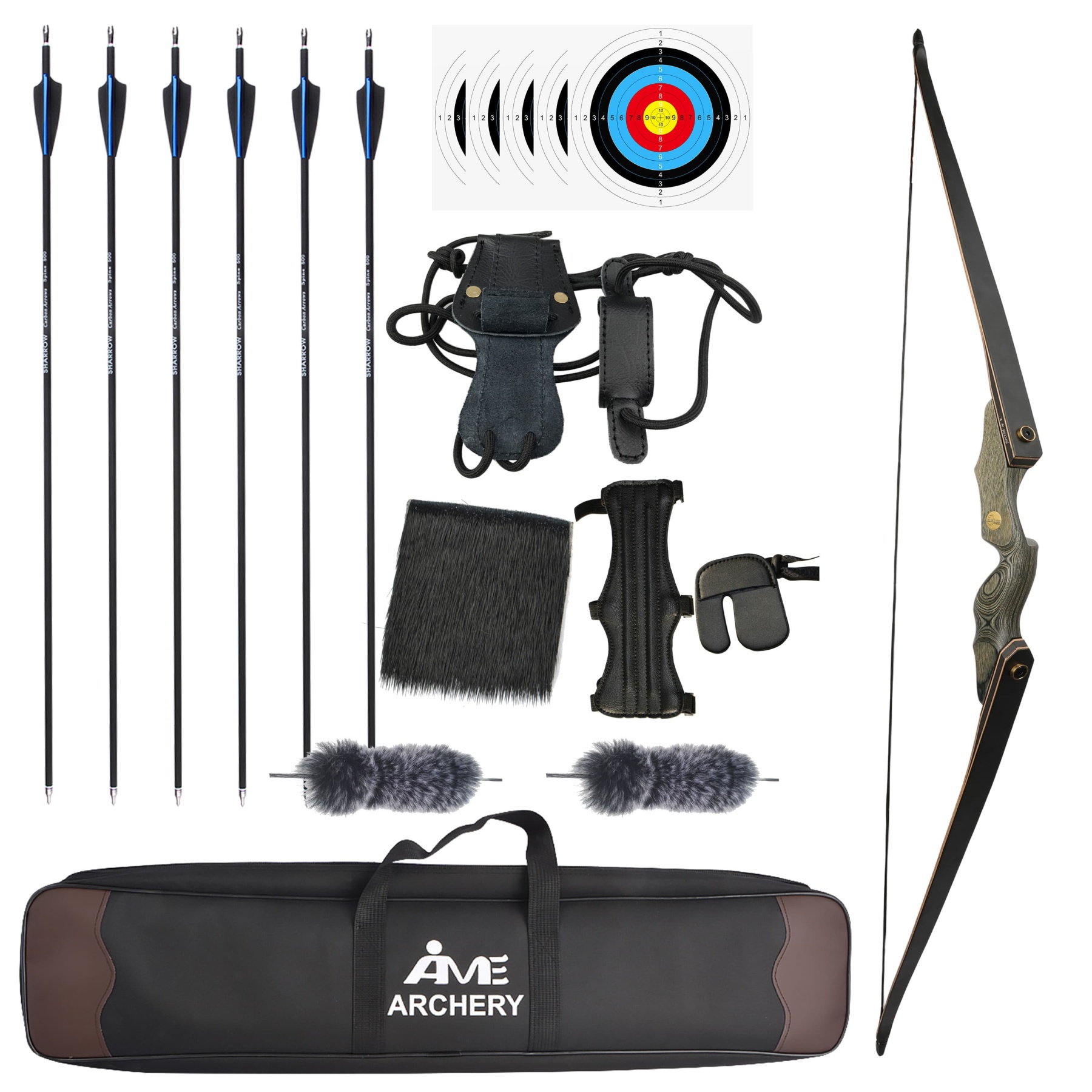 Black Hunter Wooden Takedown Recurve Bow 30-45lbs Adult Hunting Archery