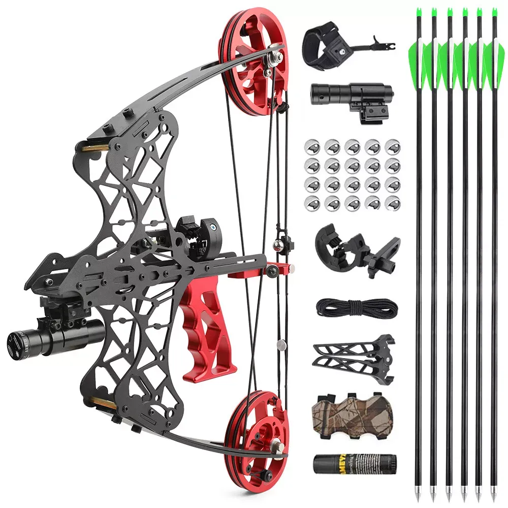 AME 18" Mini Compound Bow 45lbs Dual-use Steel Ball Arrows Archery Fishing Hunting