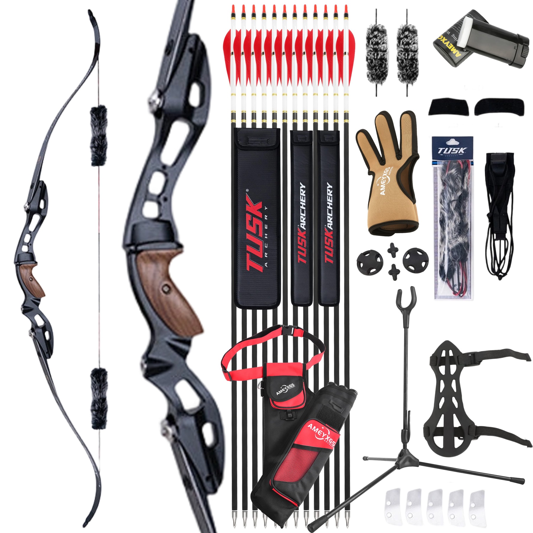 ILF Recurve Bow 20-55lbs Adjustable Draw Weight 19" Riser Fiberglass Limbs