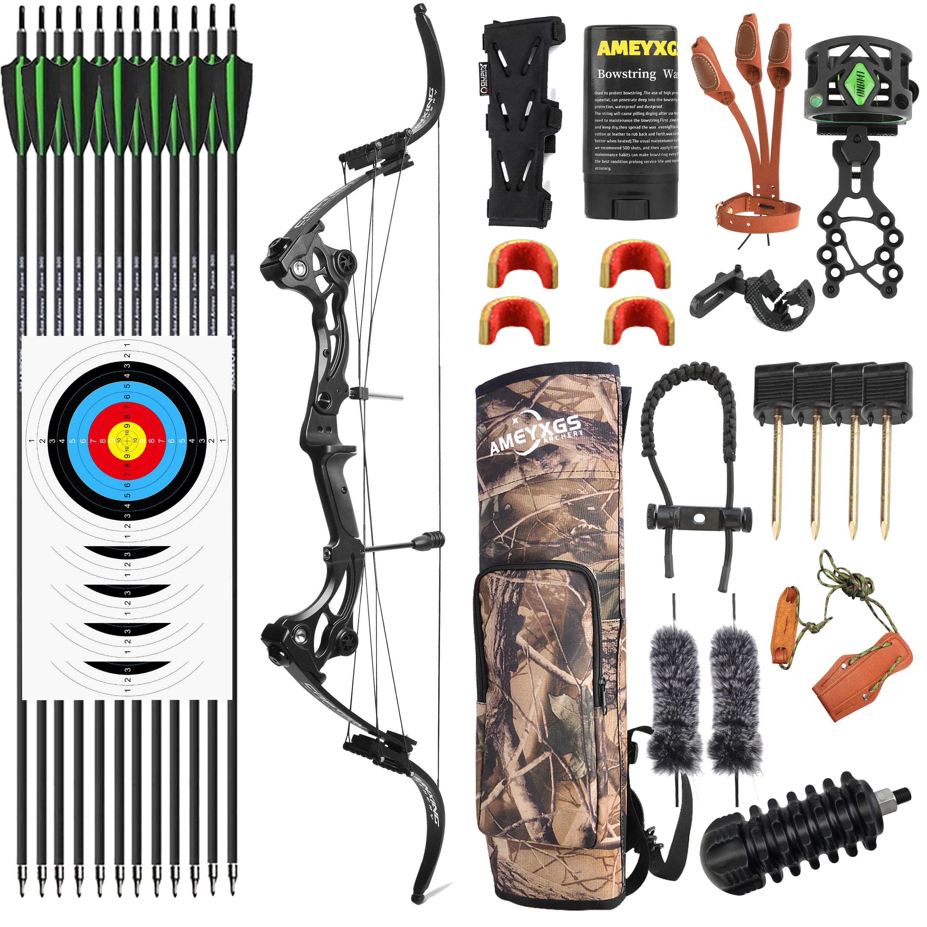 JUNXING F164 Compound Bow Set 40-55lbs 320FPS Hunting Fishing