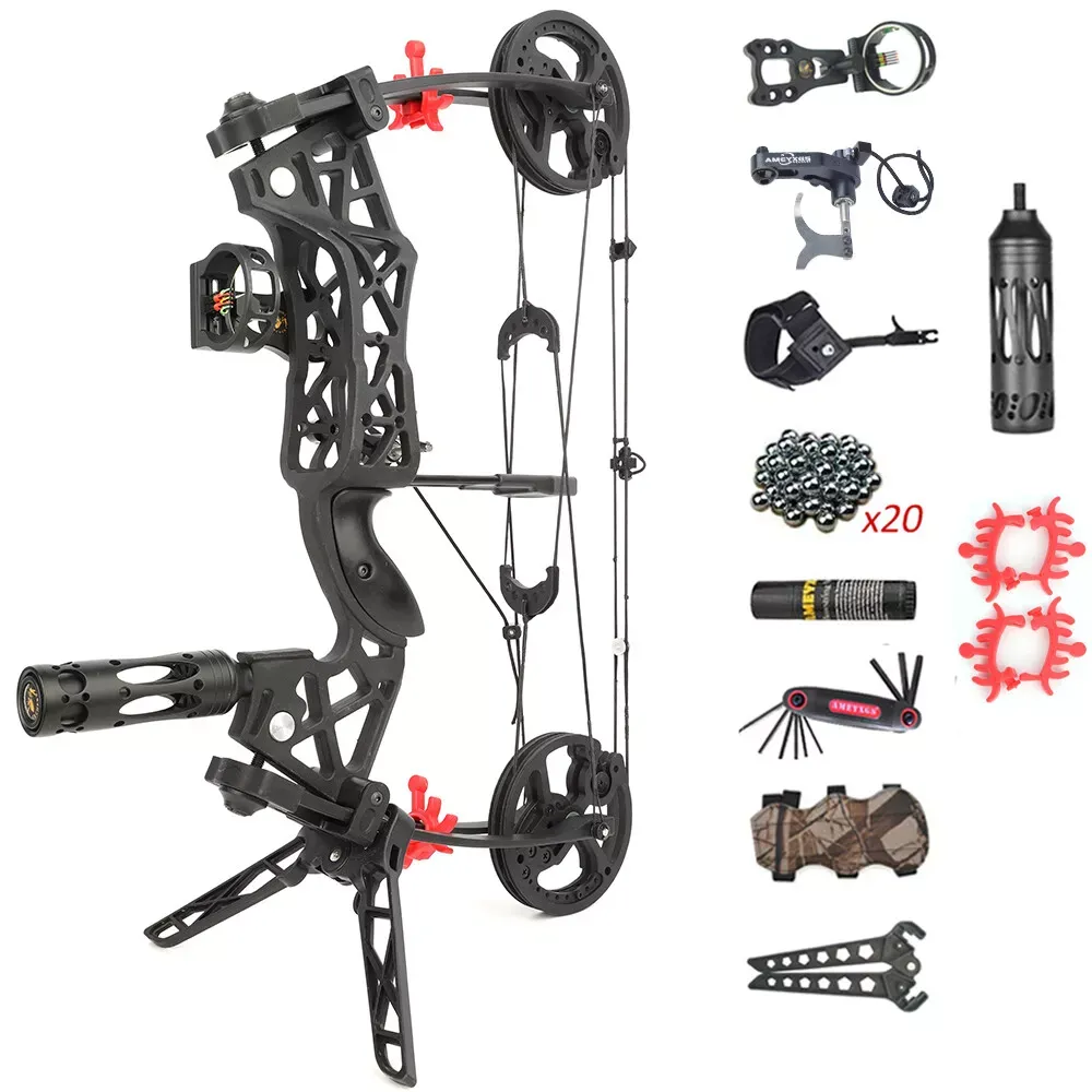 AME 30-60lbs Compound Bow Dual-use Steel Ball Arrows Archery Hunting Fishing RH LH