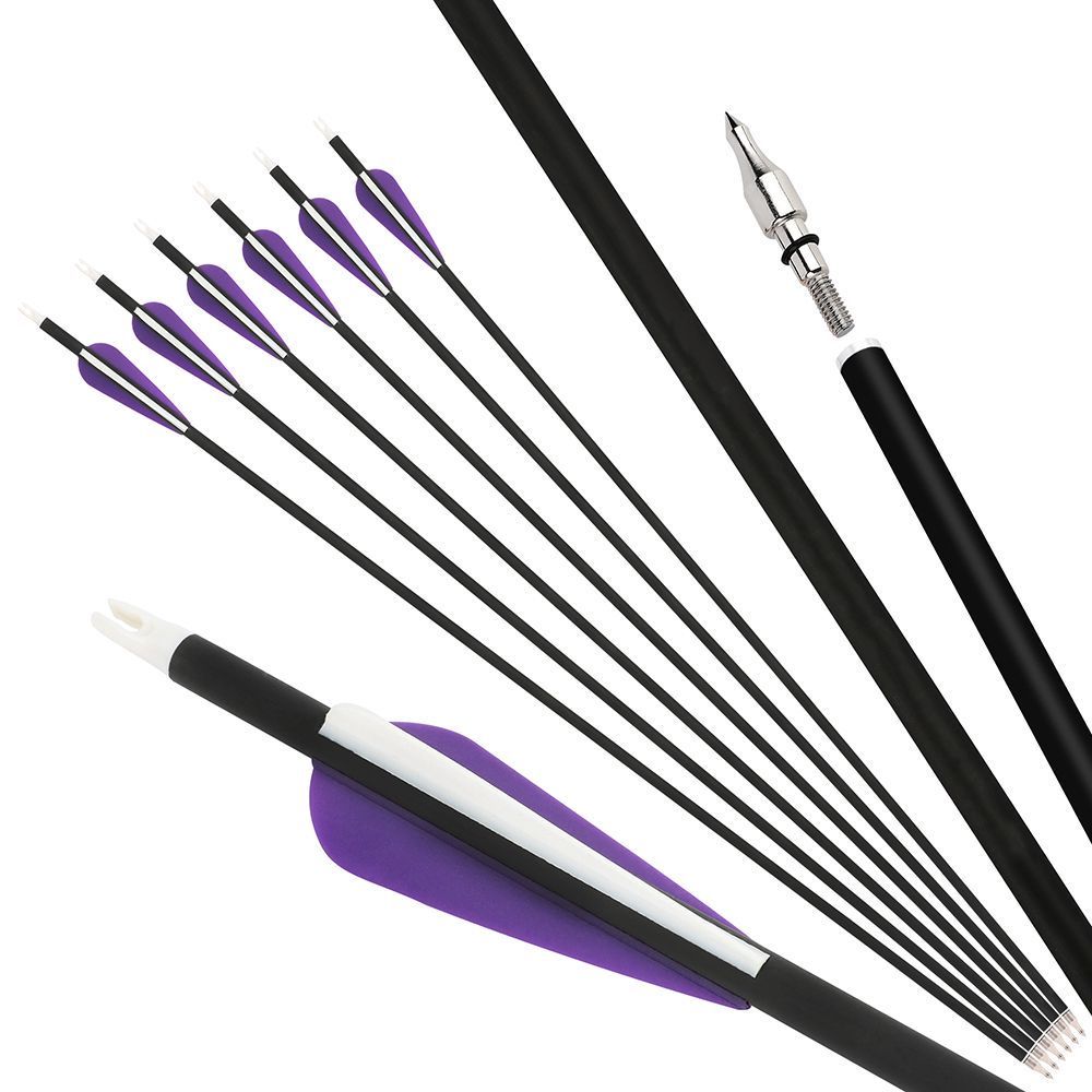 AME 30" Carbon Arrows SP500 for Archery Outdoor Recurve Bow  Shooting Hunting (12pcs)