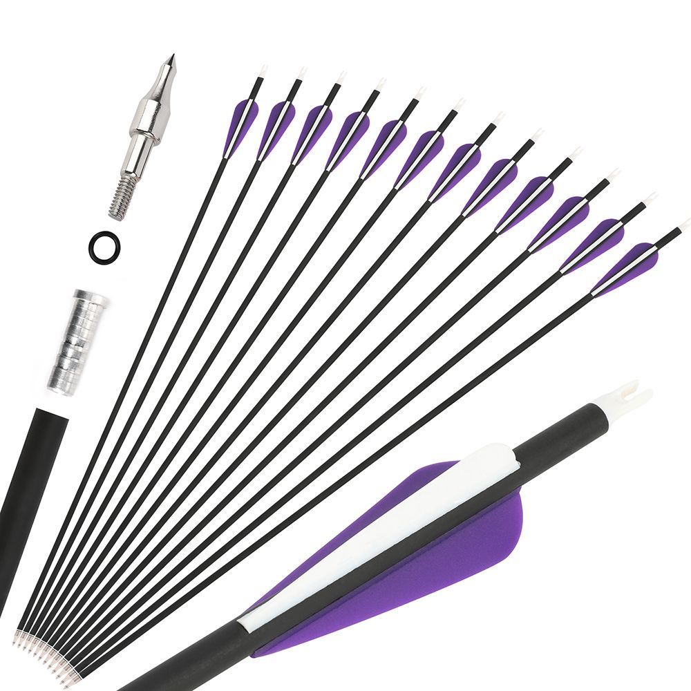 AME 30" Carbon Arrows SP500 for Archery Outdoor Recurve Bow  Shooting Hunting (12pcs)