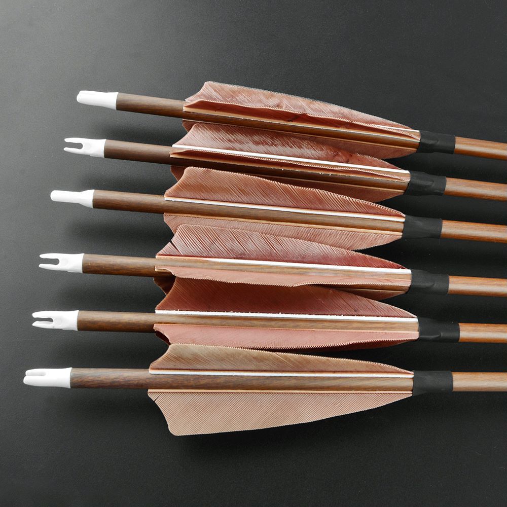 AME 31" Pure Carbon Arrows SP340-600 4'' Turkey Feather for Archery Shooting(12pcs)