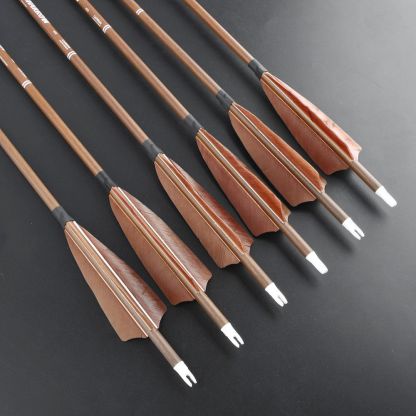 AME 31" Pure Carbon Arrows SP340-600 4'' Turkey Feather for Archery Shooting(12pcs)