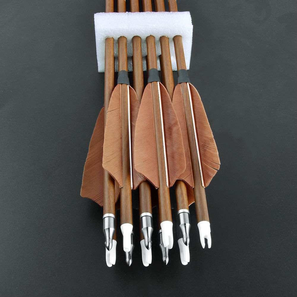 AME 31" Pure Carbon Arrows SP340-600 4'' Turkey Feather for Archery Shooting(12pcs)