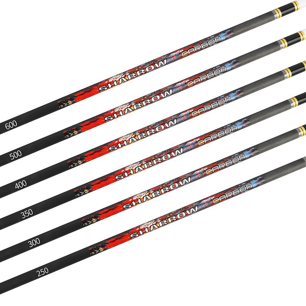 AME 31inch Carbon Arrows SP250-600 4 inch Natural Feathers for  Bow Hunting