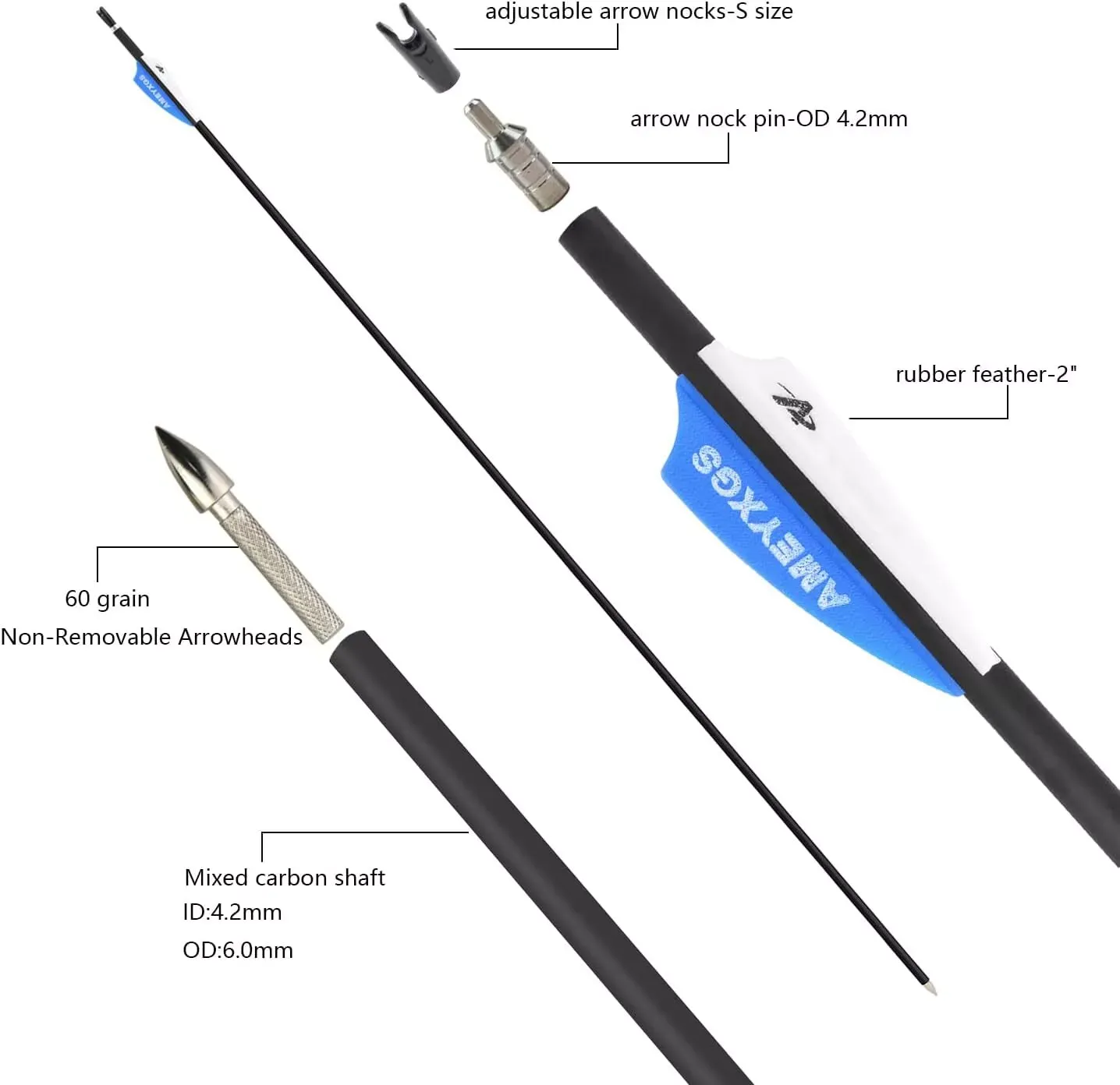 AME 32" Carbon Arrows SP1000 for Archery Practise (12pcs)