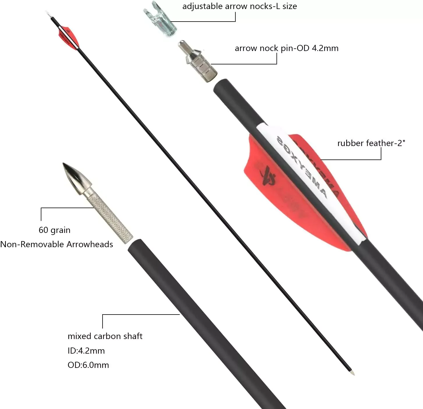 AME 32" Carbon Arrows SP1000 for Archery Practise (12pcs)