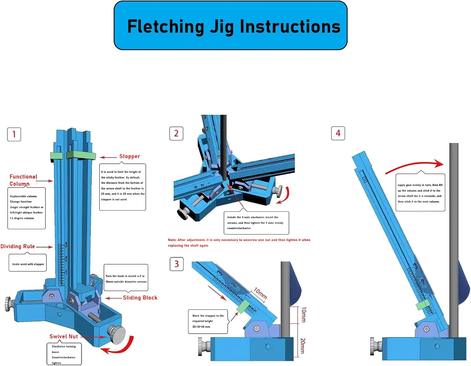 AME ARCHERY Arrow Fletching Jig Stick Feather Vanes DIY Tool 