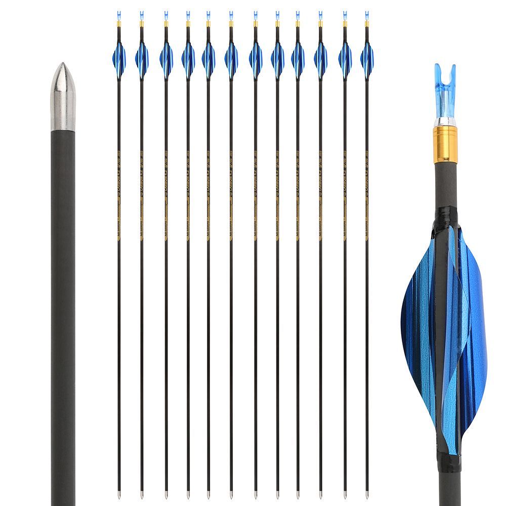 AME Archery 1.8inch Spin Feathers Pure Carbon Arrows for Competion 12pcs