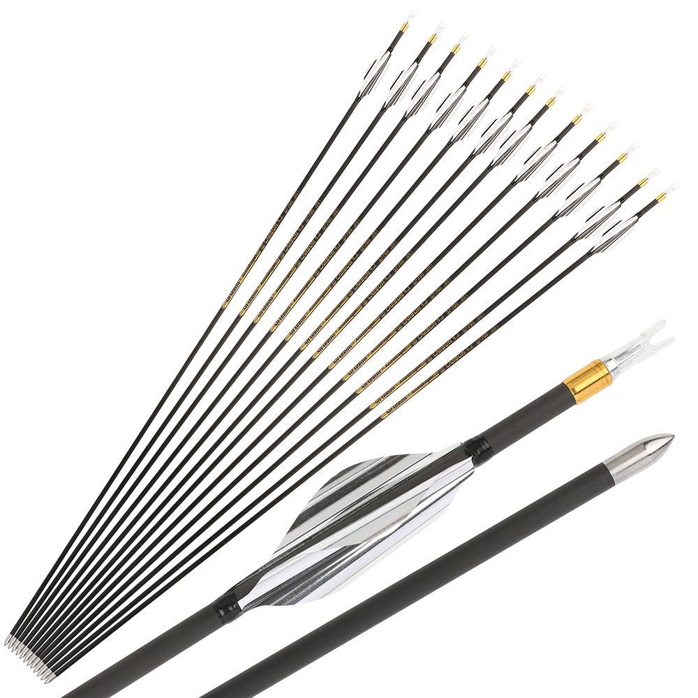 AME Archery 1.8inch Spin Feathers Pure Carbon Arrows for Competion 12pcs