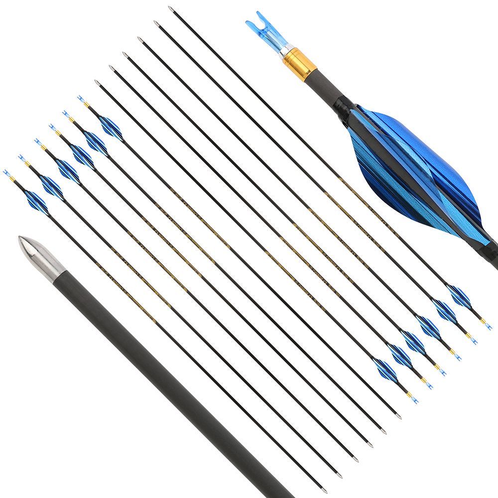 AME Archery 1.8inch Spin Feathers Pure Carbon Arrows for Competion 12pcs