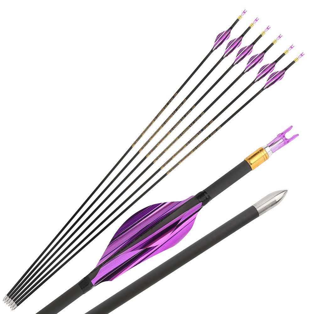 AME Archery 1.8inch Spin Feathers Pure Carbon Arrows for Competion 12pcs