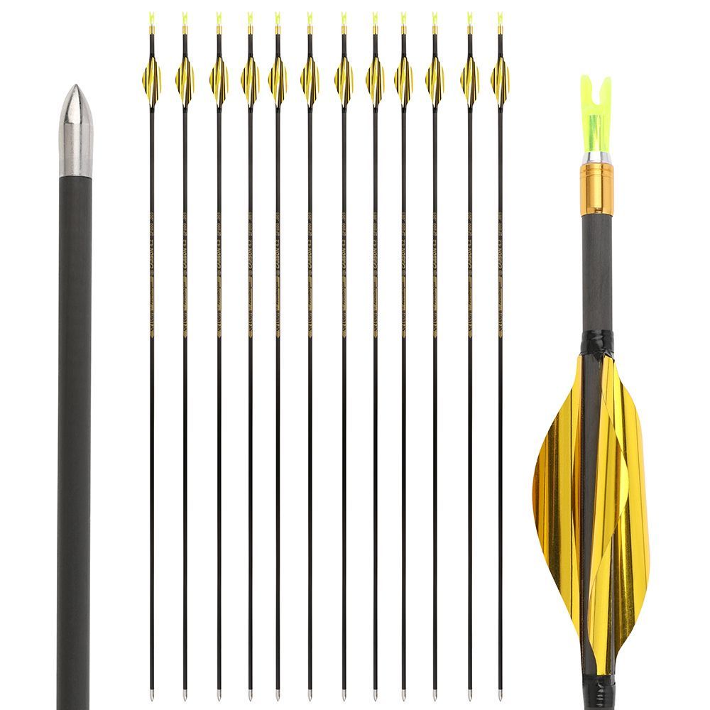 AME Archery 1.8inch Spin Feathers Pure Carbon Arrows for Competion 12pcs