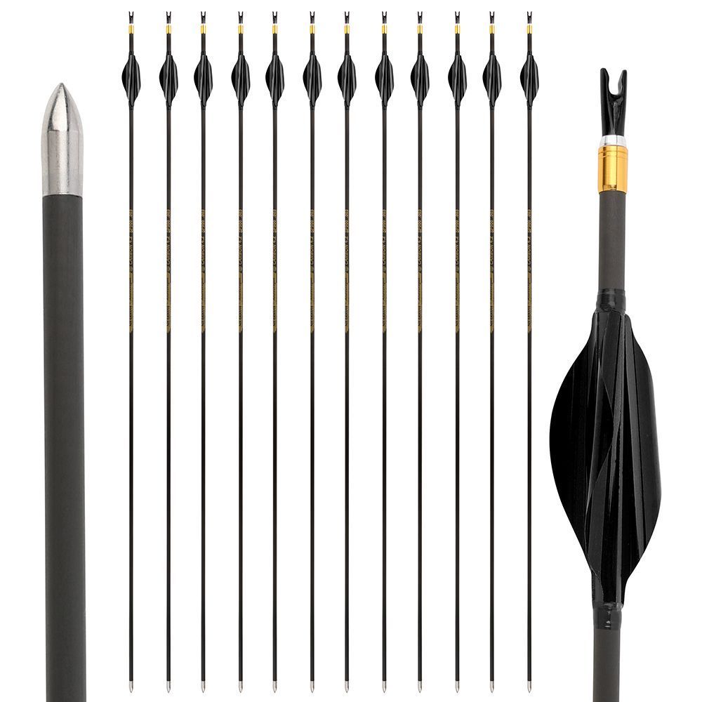 AME Archery 1.8inch Spin Feathers Pure Carbon Arrows for Competion 12pcs