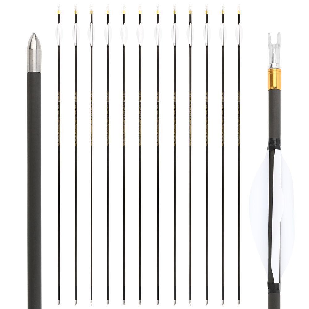 AME Archery 1.8inch Spin Feathers Pure Carbon Arrows for Competion 12pcs