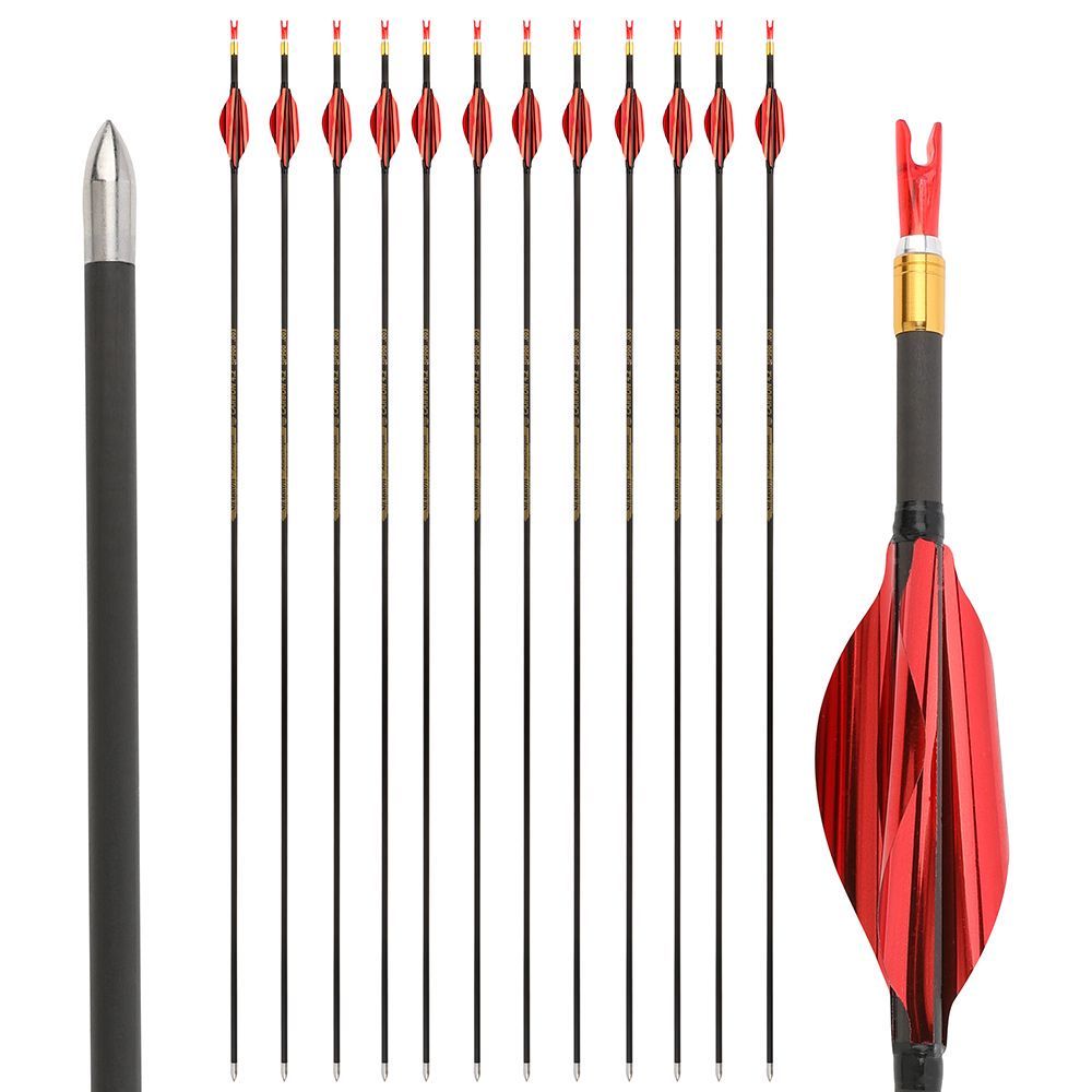 AME Archery 1.8inch Spin Feathers Pure Carbon Arrows for Competion 12pcs