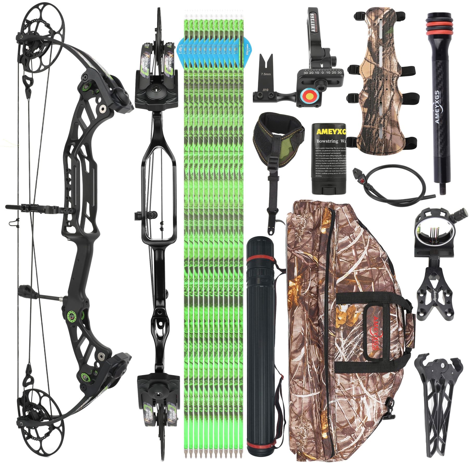 AME Archery Compound Bow CNC 40-75 lbs IBO350 FPS Hunting Shooting