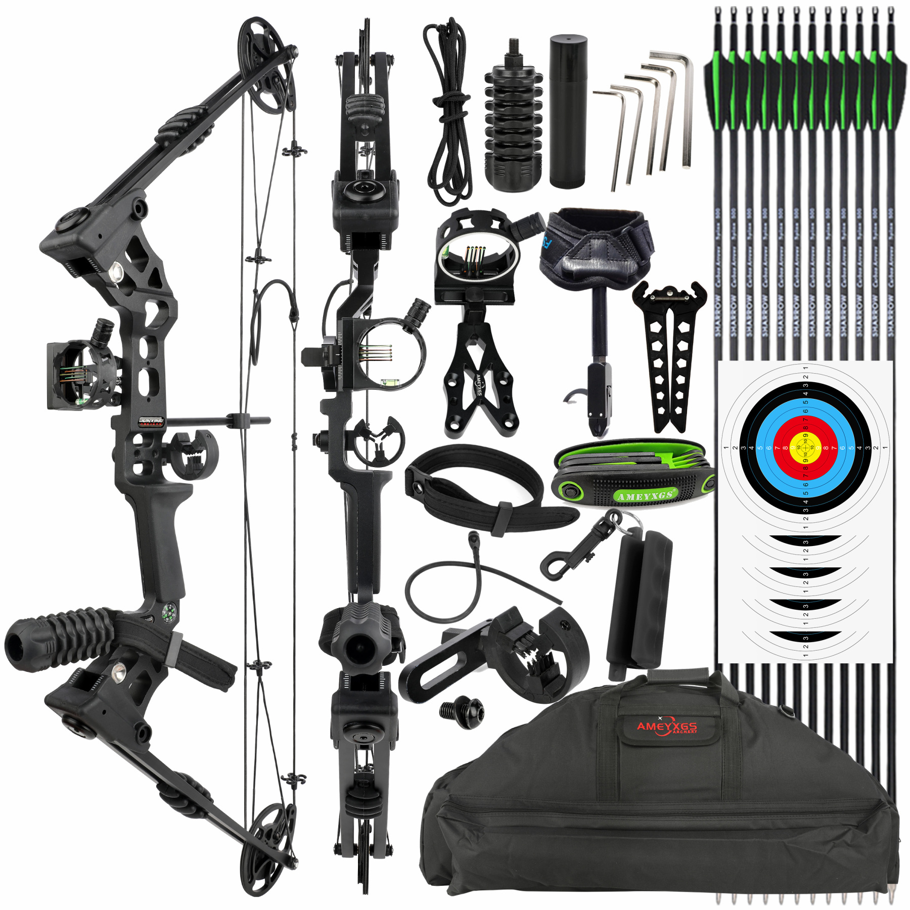 Junxing X8 Archery Compound Bow Set - 20-70 lbs Adjustable Shooting