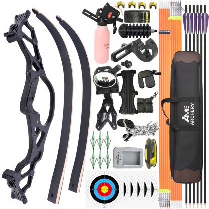 Archery Takedown Recurve Bow Set 30-60lbs 62'' RH Hunting Shooting