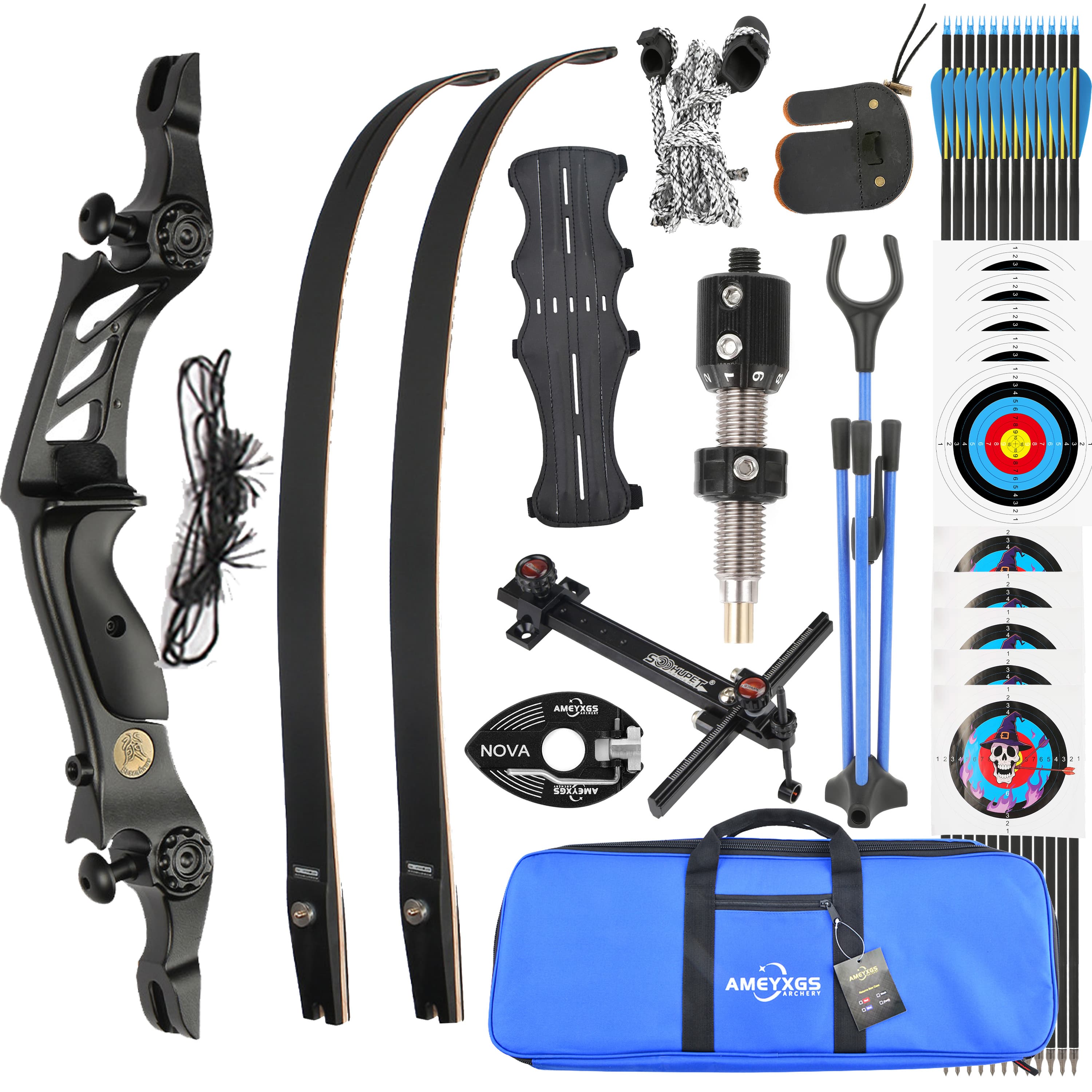 BOSEN 20-50bs Recurve Bow Kit 68'' Takedown Shooting Archery 