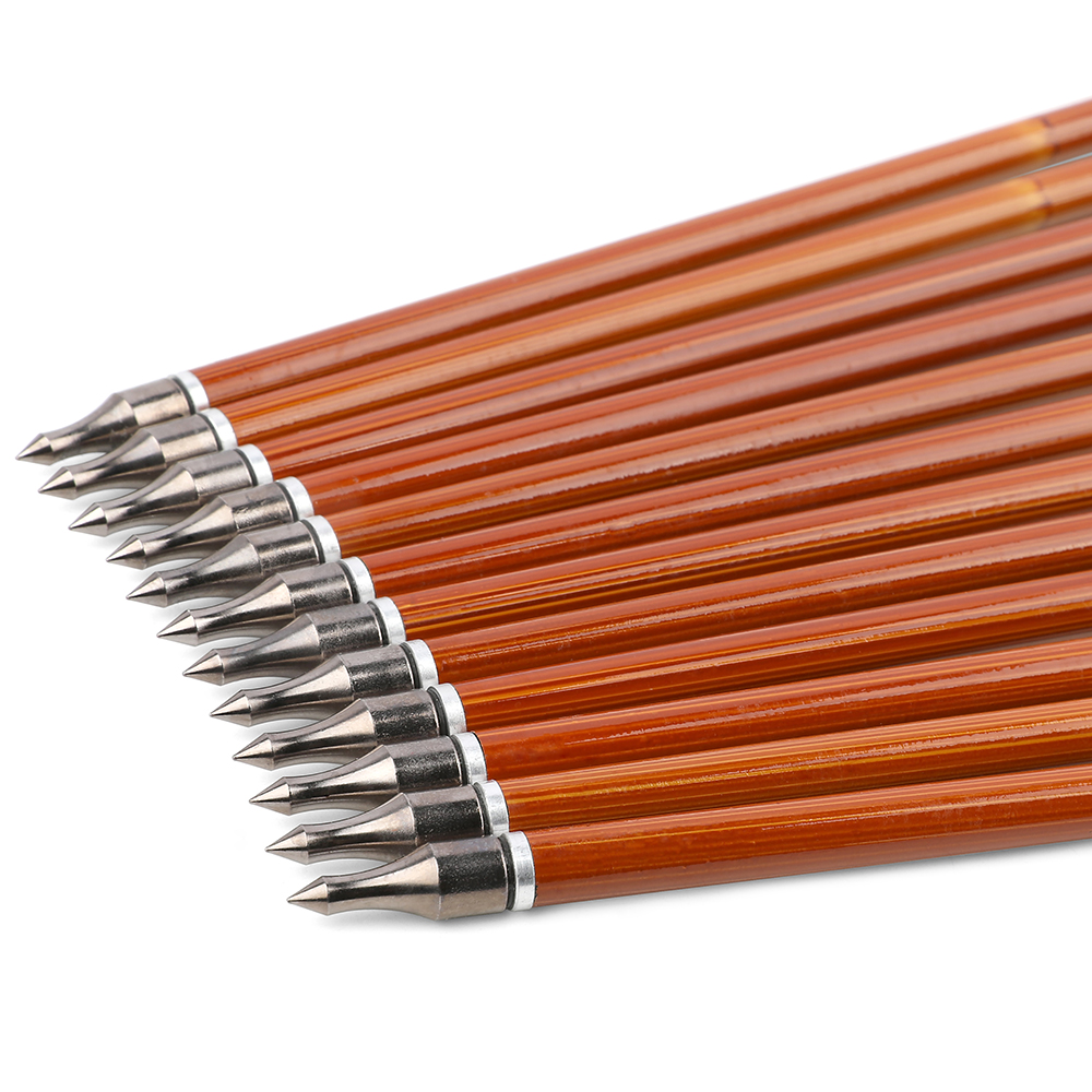 12pcs 30" Mixed Carbon Bamboo Pattern Arrows with 12 Extra Cross-Star Arrowheads – Multi-Color Feather Set