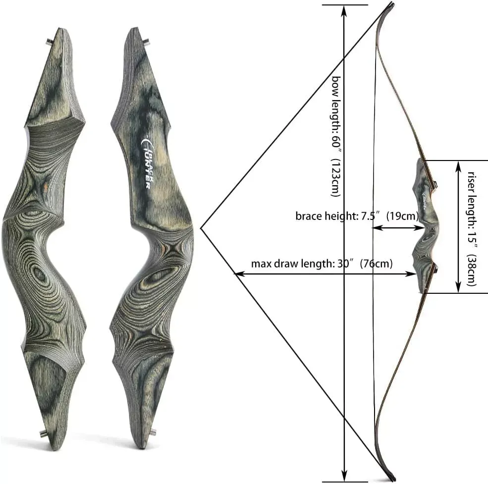 Black Hunter 60'' Archery Recurve Bow Kit T 20-60lbs for Hunting