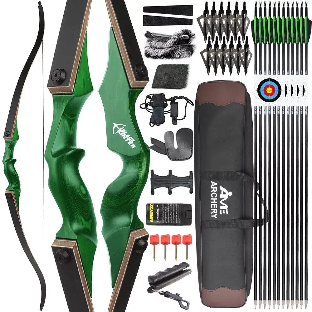 Black Hunter 60'' Archery Recurve Bow Kit T 20-60lbs for Hunting