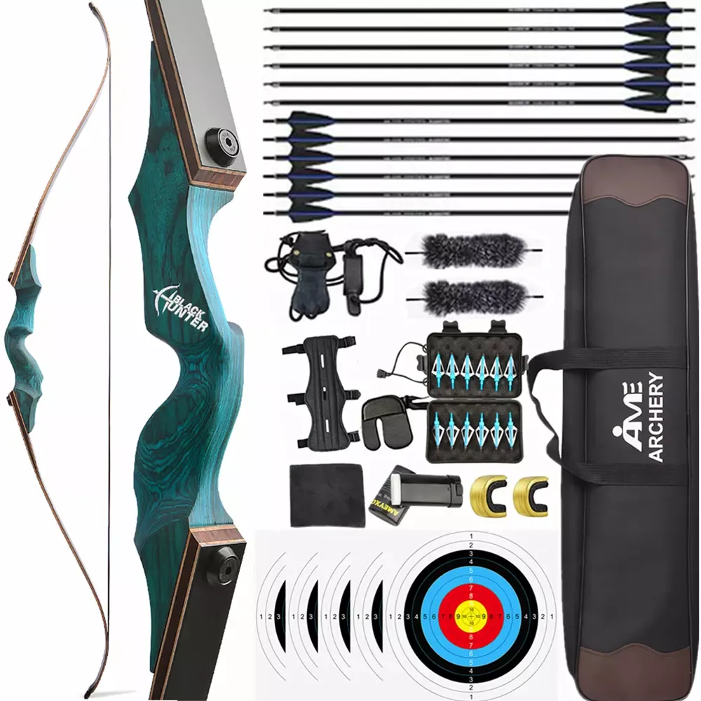 BlackHunter 60" Recurve Bow Arrow Set 20-60lbs RH LH