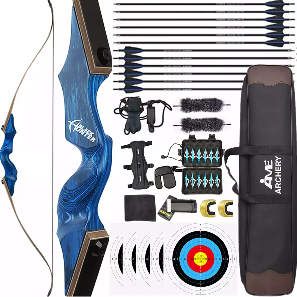 BlackHunter 60" Recurve Bow Arrow Set 20-60lbs RH LH