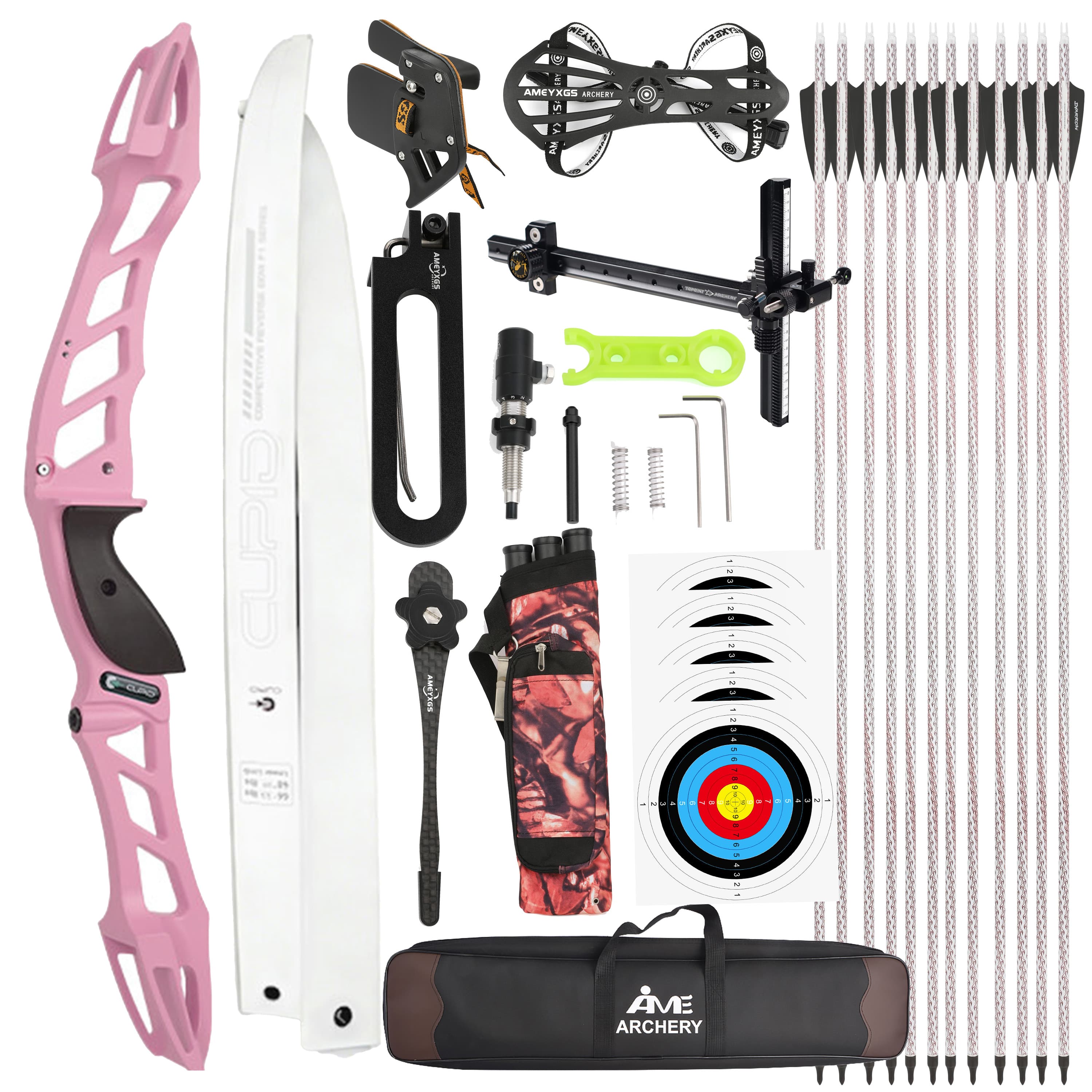CUPID 68" Takedown 14-38Lbs Archery Recurve Bow Kit  Shooting