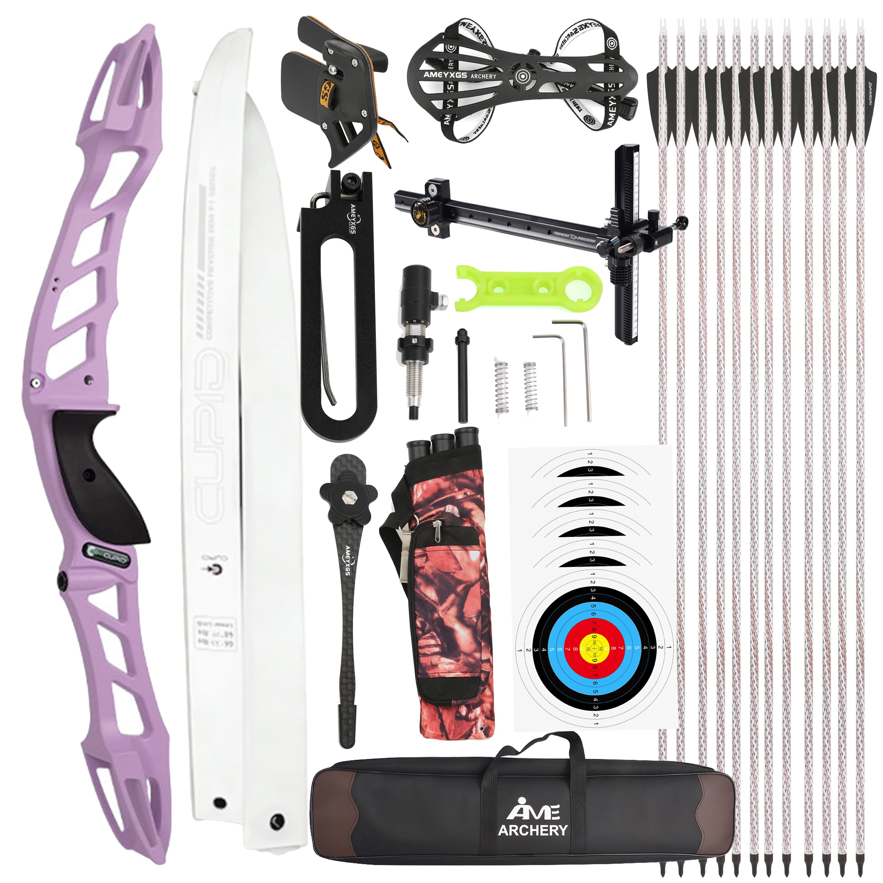 CUPID 68" Takedown 14-38Lbs Archery Recurve Bow Kit  Shooting