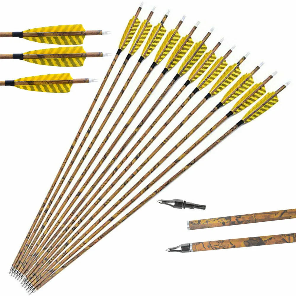 12pcs Carbon Mix Arrows Spine 500 31.5" Archery Hunting Target
