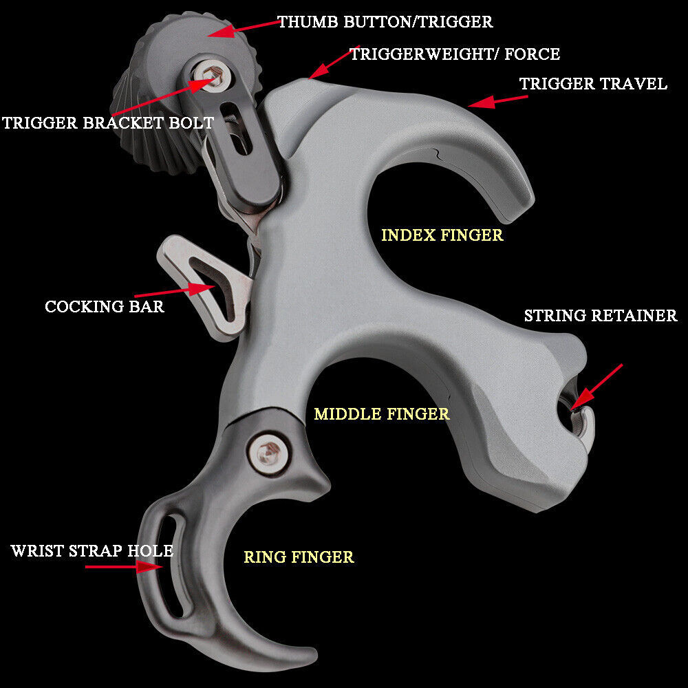 Compound Bow Thumb Release Aids 3 4 Finger Trigger Adjustable  RH LH 