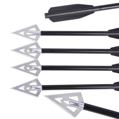 6 pcs Aluminum Mini Bolts for Crossbows, 50-80 lbs, Fixed Blade Broadheads
