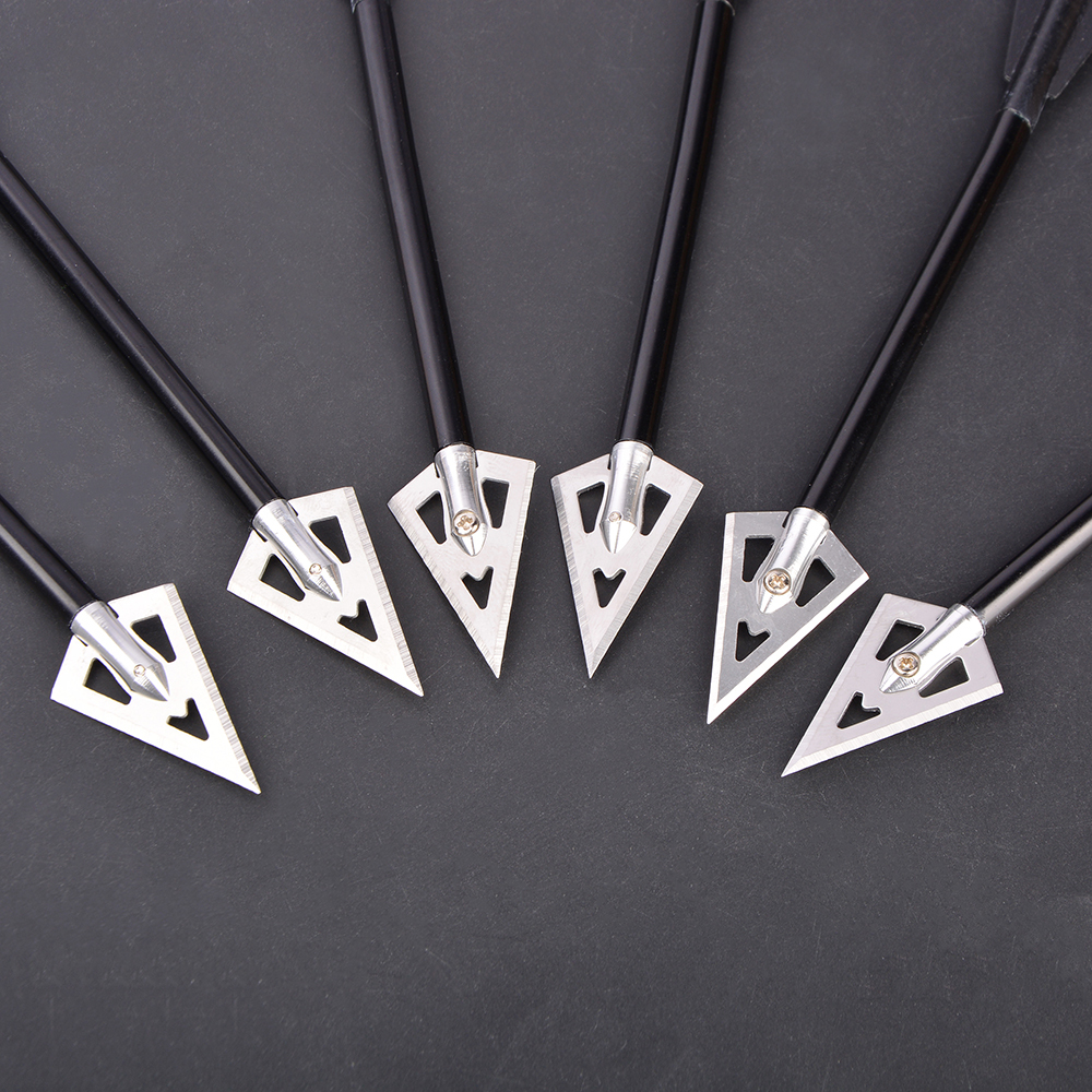 6 pcs Aluminum Mini Bolts for Crossbows, 50-80 lbs, Fixed Blade Broadheads