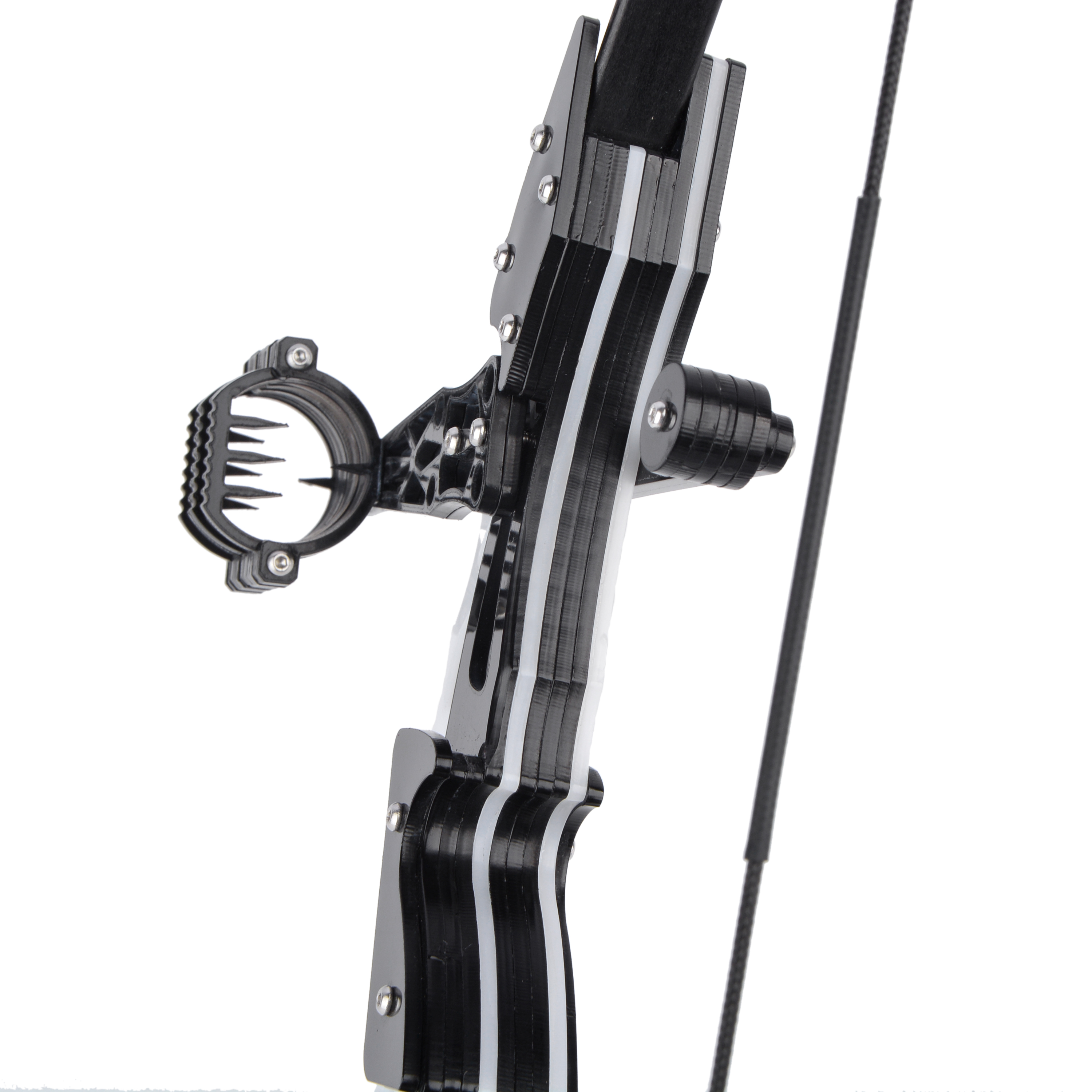 Mini Bow, 18 lbs, Black & White, Carbon Plastic Riser, Ultra-Lightweight Archery Set