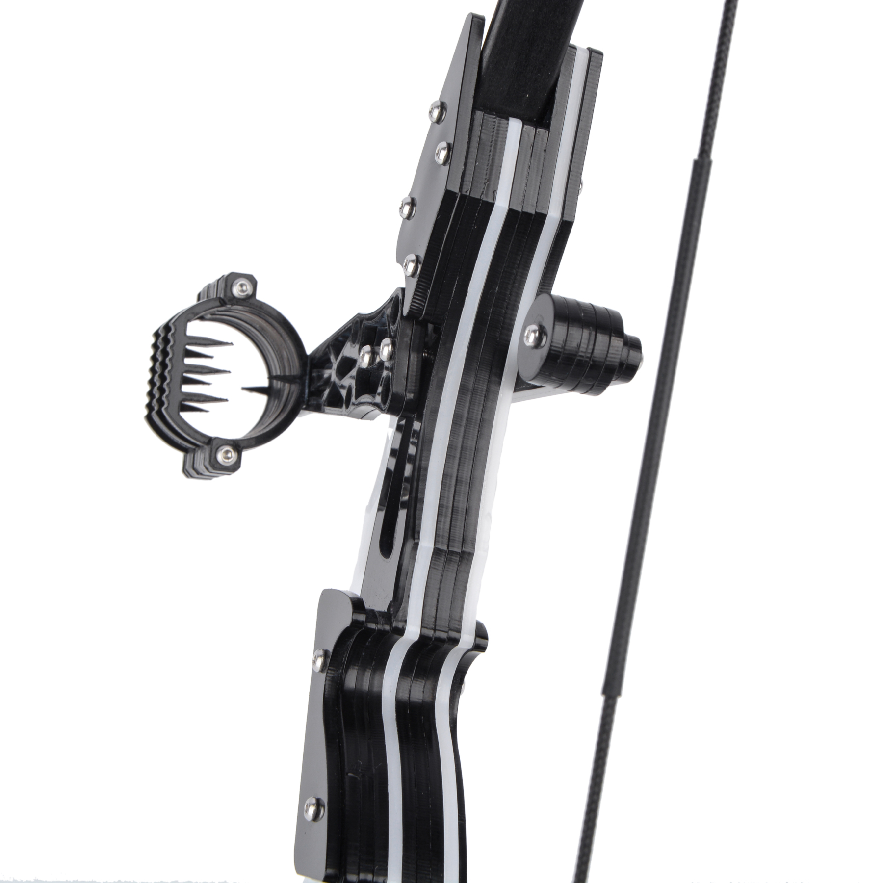 Mini Bow, 18 lbs, Black & White, Carbon Plastic Riser, Ultra-Lightweight Archery Set