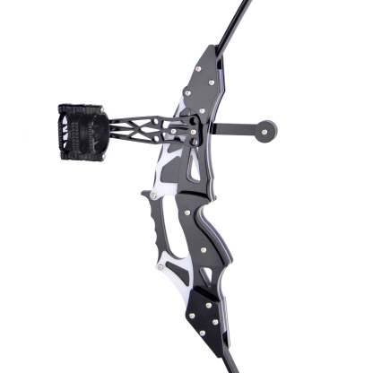Mini Bow, 18 lbs, Black & White, Carbon Plastic Riser, Ultra-Lightweight Archery Set