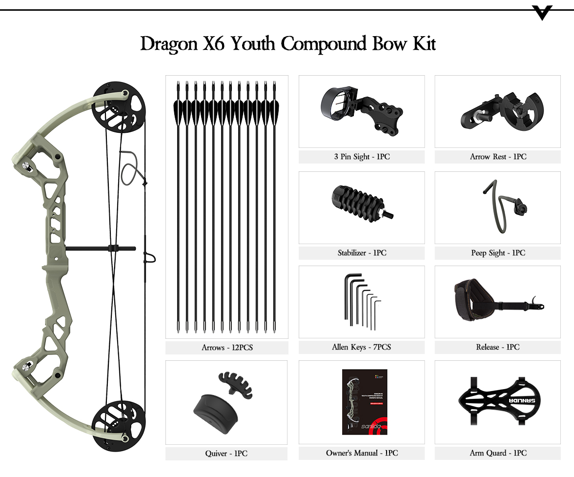 SANLIDA ARCHERY Dragon X6 Youth Compound Bow Kit