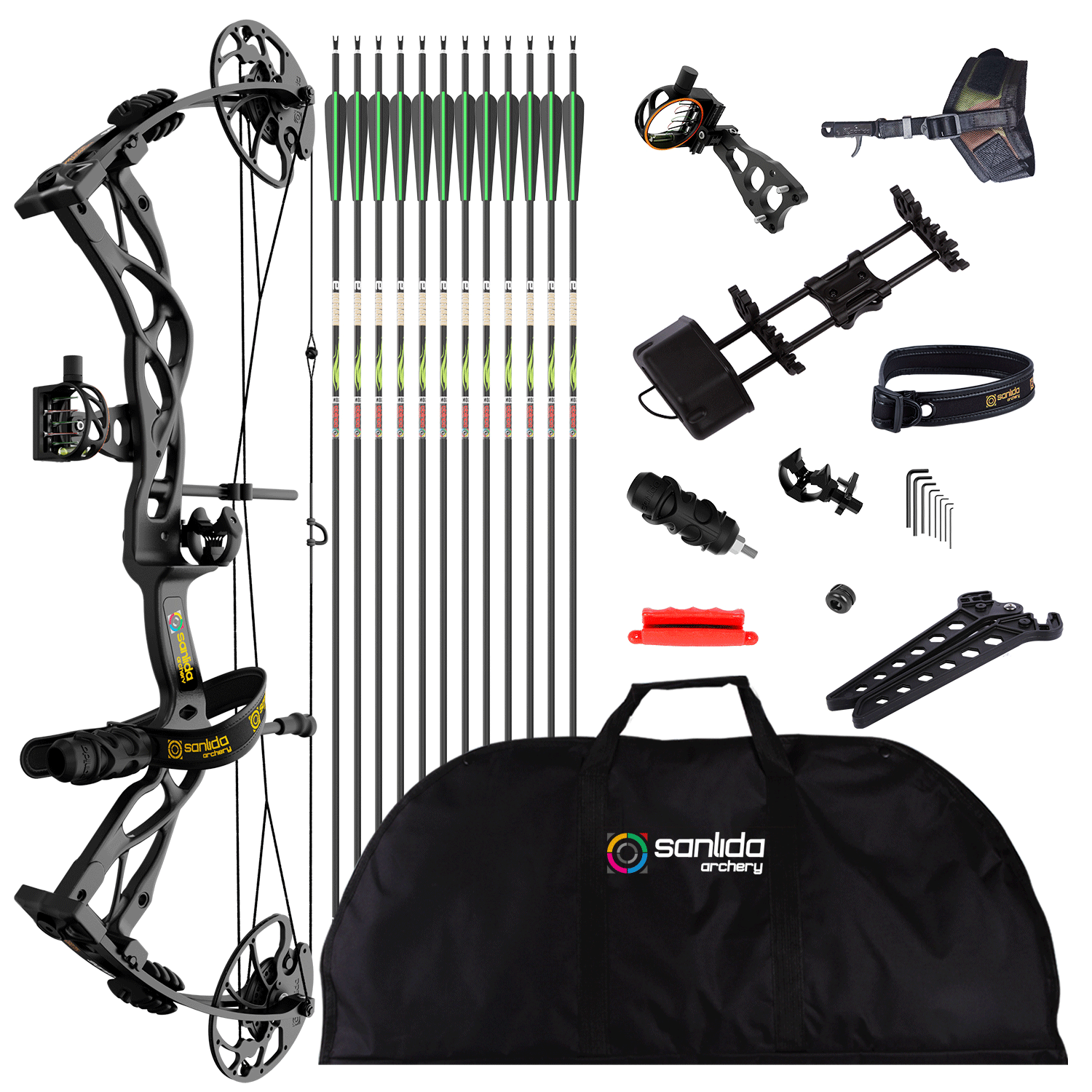 SANLIDA ARCHERY Dragon X9 Intermediate Hunting Compound Bow Pro Kit