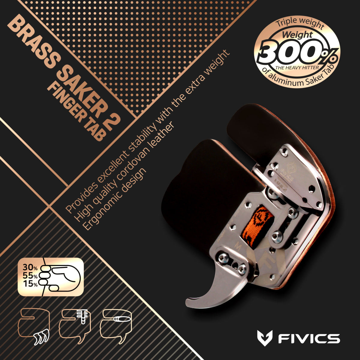 FIVICS Archery Brass Saker1 2  Finger Tab