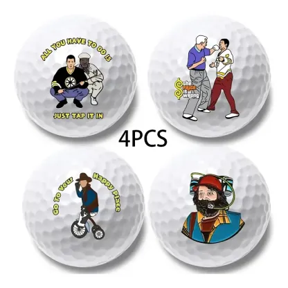 Funny Golf Balls, 4pcs Set, Printed Graphic & Text, Novelty Golf Gift for Men