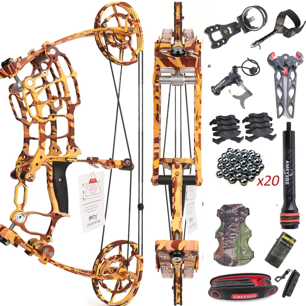  30-70lbs Compound Bow Steel Ball Arrows Dual-use Hunting Fishing Archery RH LH