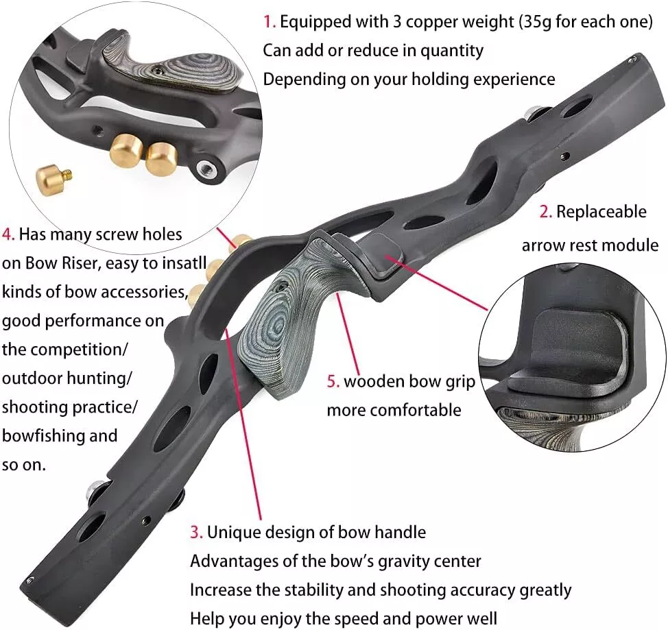 JUNXING B1 62" ILF Hunting Recurve Bow 19'' Riser 30-60lbs 