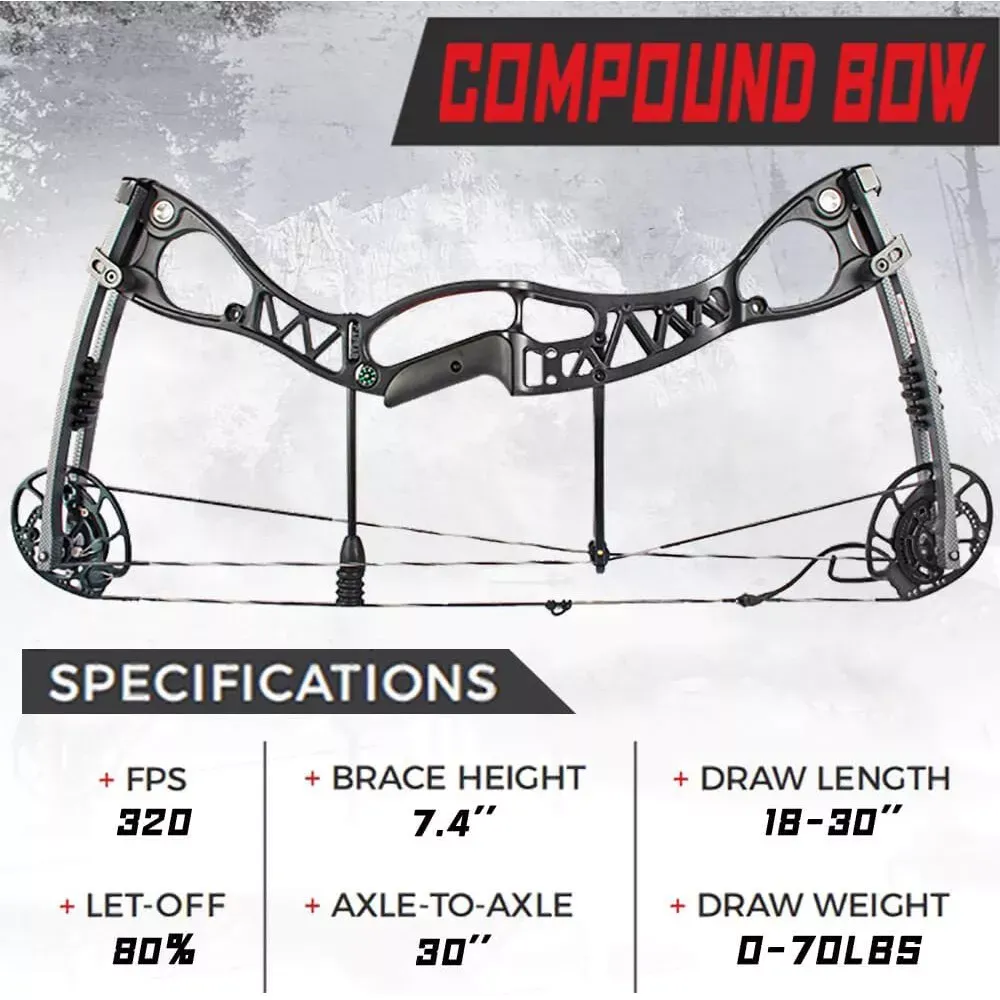 JUNXING M126 CAESAR Compound Bow Kit 0-70lbs RH LH