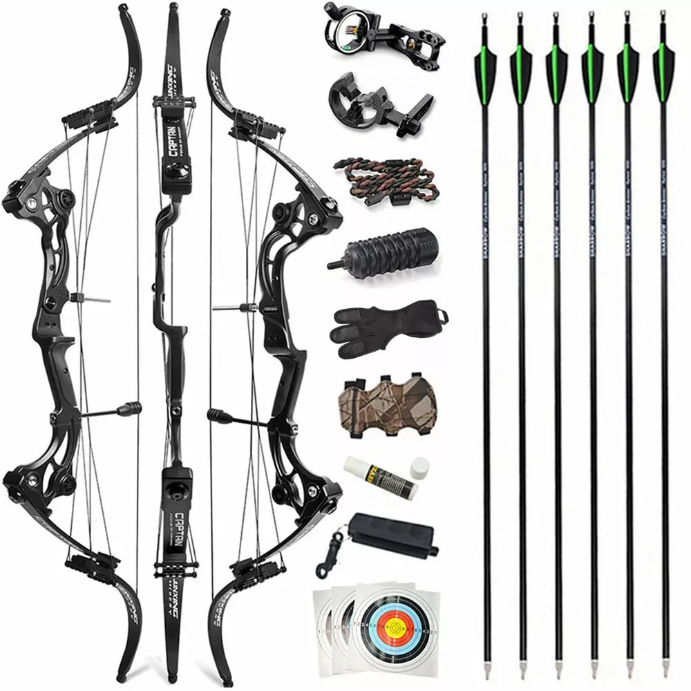 JUNXINCompound Bow Set 40-55lbs Adjustable 320FPS Archery Recurve Bow 