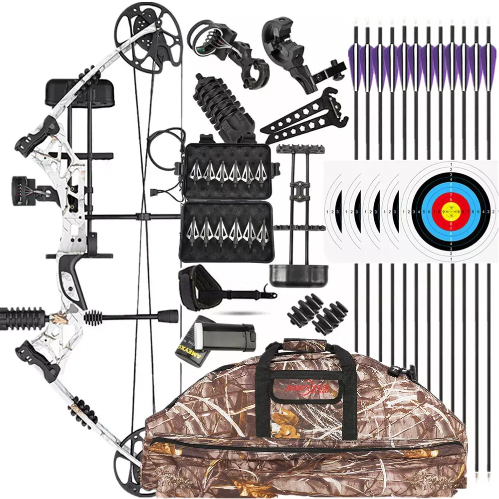 KAIMEI Compound Bow 30-70lbs Adjustable 12pcs Carbon Arrow Set Archery ...