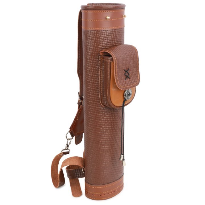 Genuine Leather Archery Arrow Quiver Back Holder for Outdoors
